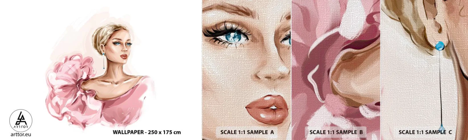 Campione di Fotomurale Premium Canvas - Come un quadro... - Donna, Moda, Grafica - 100x30 cm