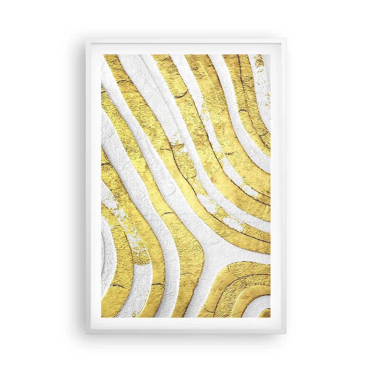 Poster in cornice bianca - Composizione in bianco e oro - 61x91 cm