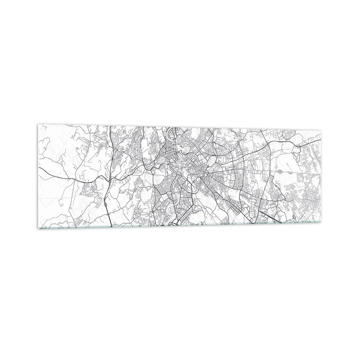 Quadro su vetro - Una mappa della città in stile minimalista con linee delicate - 160x50cm - L'anello romano - Decorazione murale moderna per soggiorno e camera da letto ARTTOR