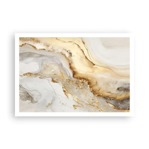 Poster - Motivi astratti in oro e marmo su uno sfondo chiaro - 100x70cm - Astrazione: bellezza e bontà - Decorazione murale moderna per soggiorno e camera da letto ARTTOR