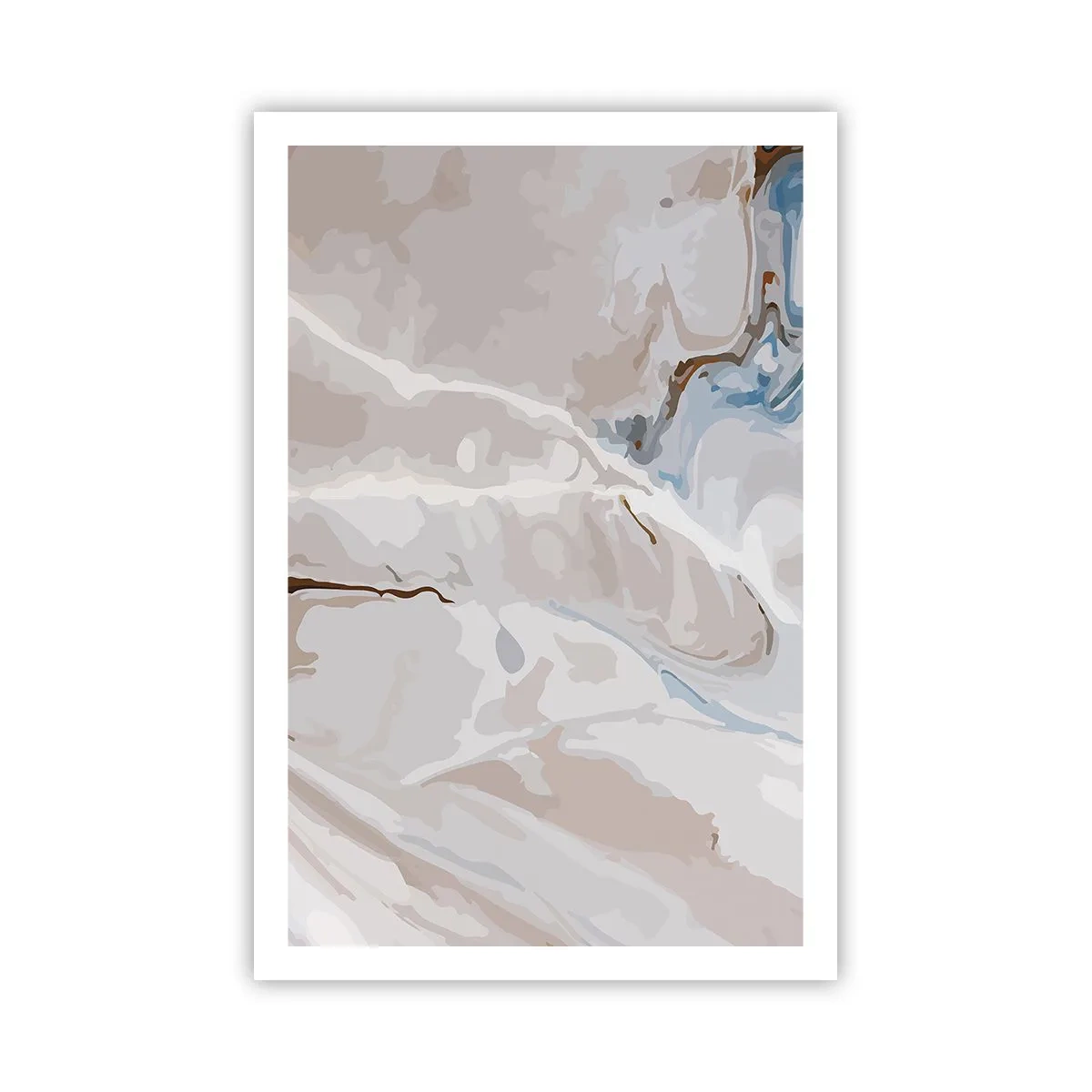 Poster - Meandri blu sotto il bianco - 61x91 cm