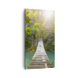 Quadro su tela - Stampe su Tela - Sull'acqua azzurra verso il bosco azzurro - 55x100 cm