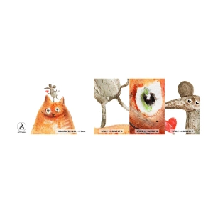 Campione Di Fotomurale Standard Eco - I paradossi dell'amore - Per bambini, Topo, Gatto - 100x30 cm