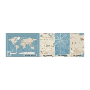 Campione Di Fotomurale Standard Eco - Il mondo a portata di mano - Mappa del mondo, Vintage ▾, Grunge - 100x30 cm