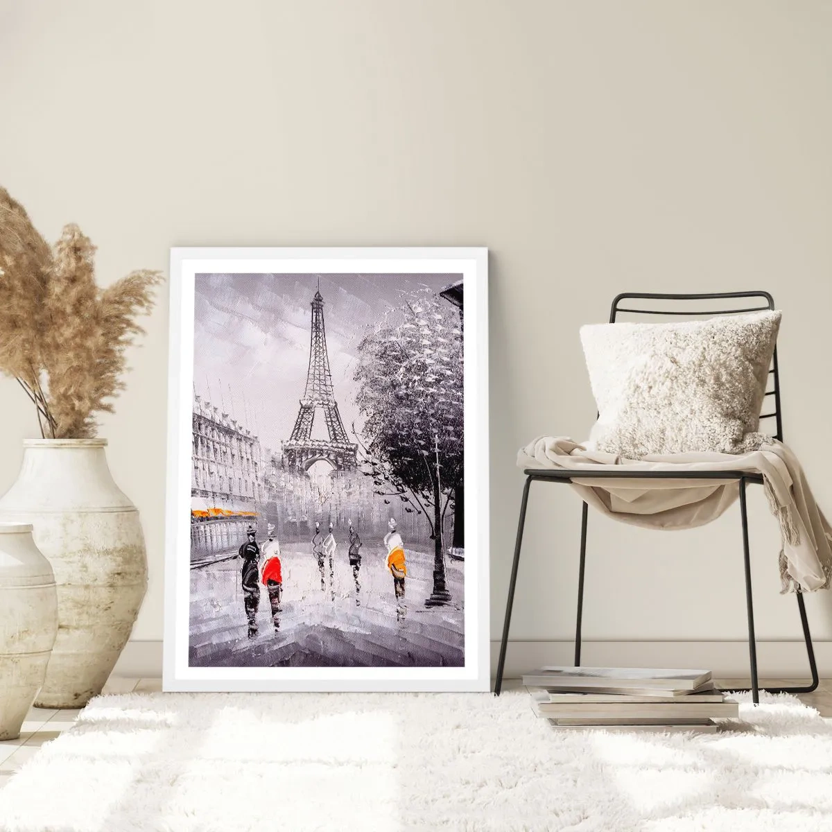 Poster in cornice bianca - Passeggiata a Parigi - 50x70 cm