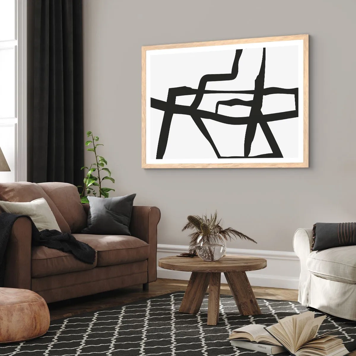 Poster in cornice rovere chiaro - Struttura bianca e nera - 40x30 cm