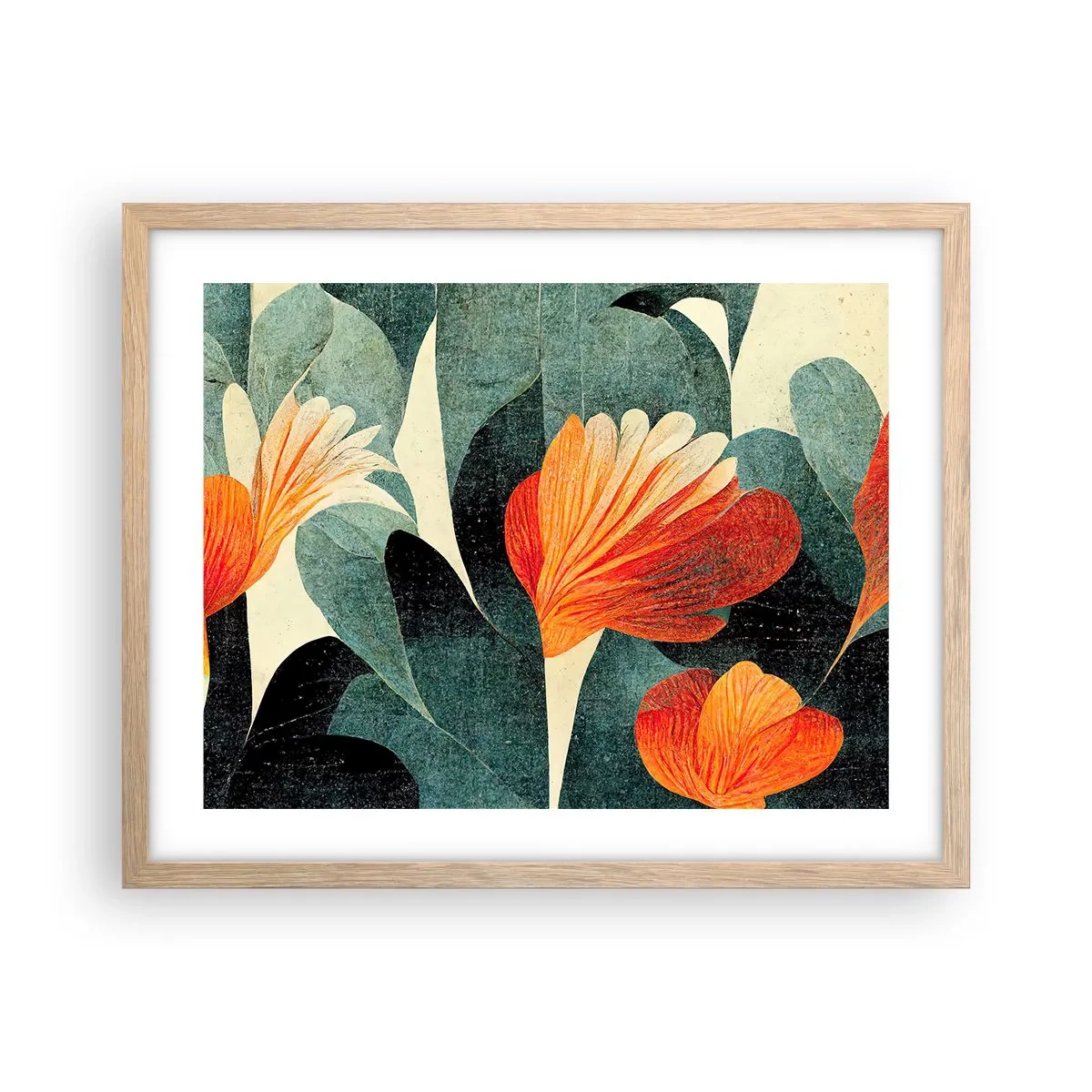 Poster in cornice rovere chiaro - Caldo dei tropici e fresco del verde - 50x40 cm