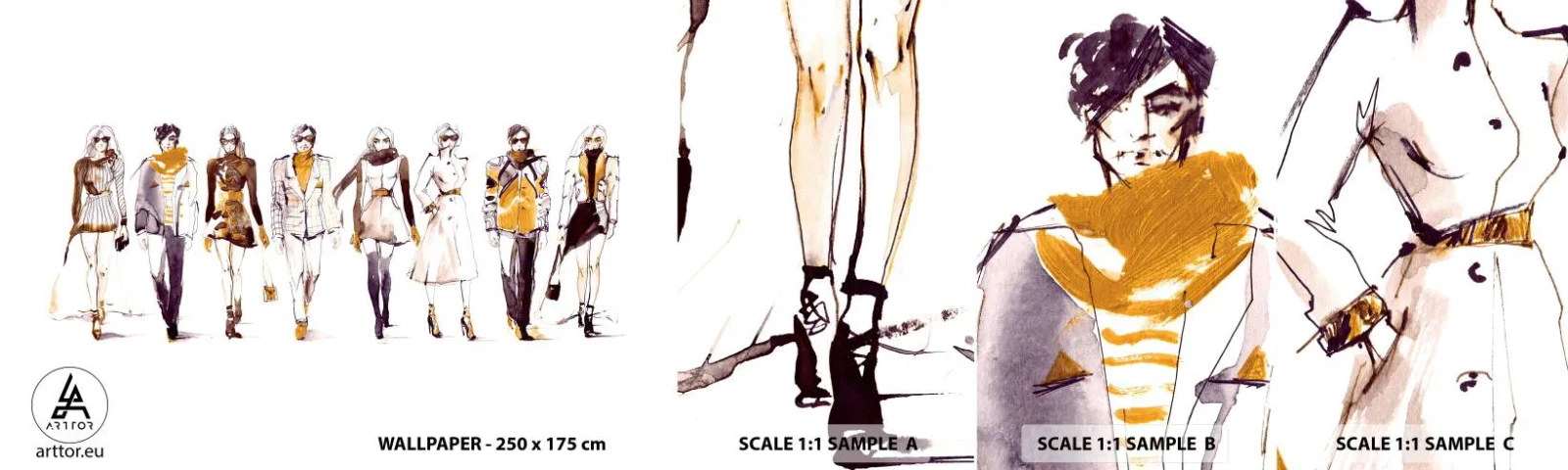 Campione Di Fotomurale Standard Eco - Chic naturale, eleganza casual - Donna, Modello, Moda - 100x30 cm