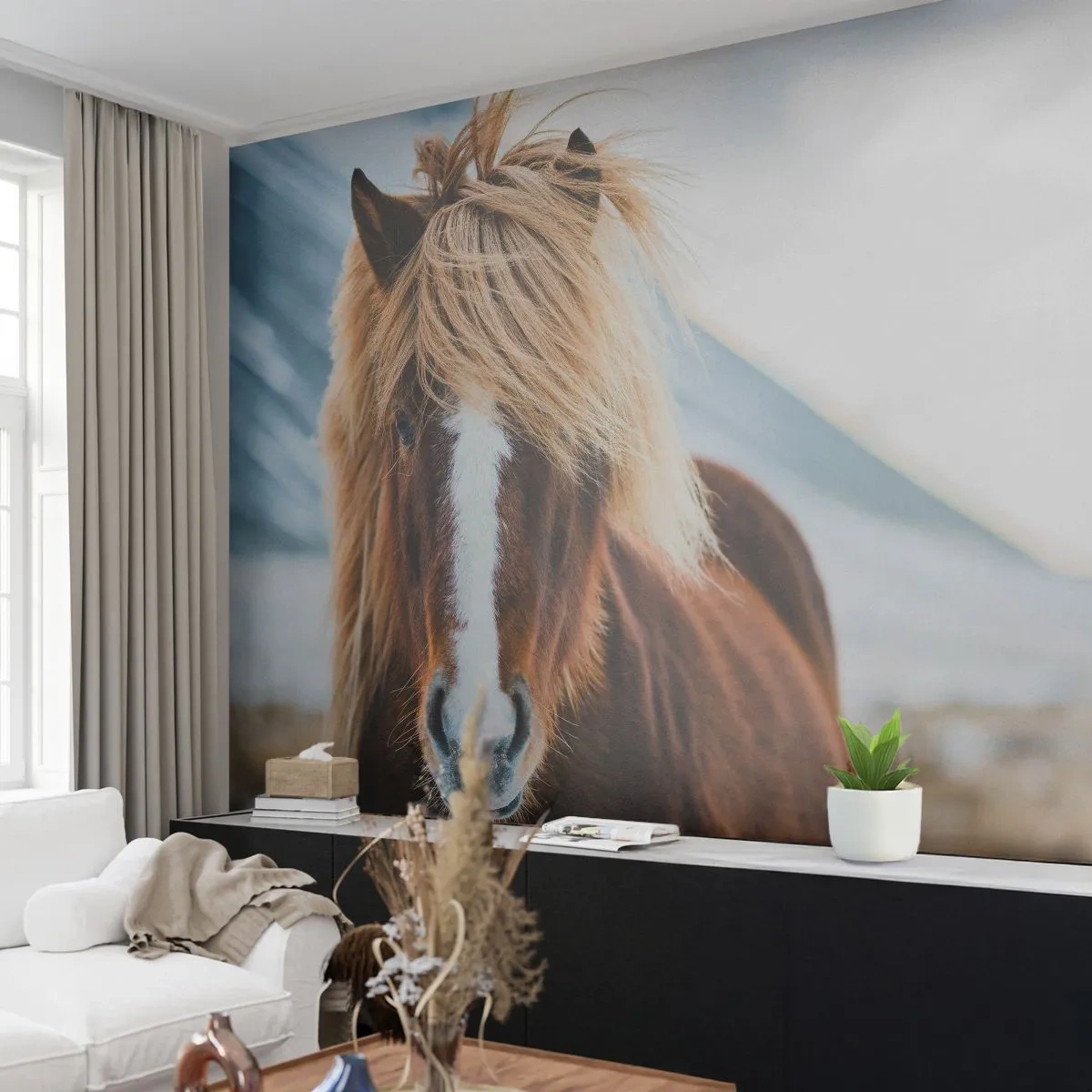 Fotomurali Premium Sand - Senti la libertà? - Cavallo, Natura, Animali - 100x70 cm