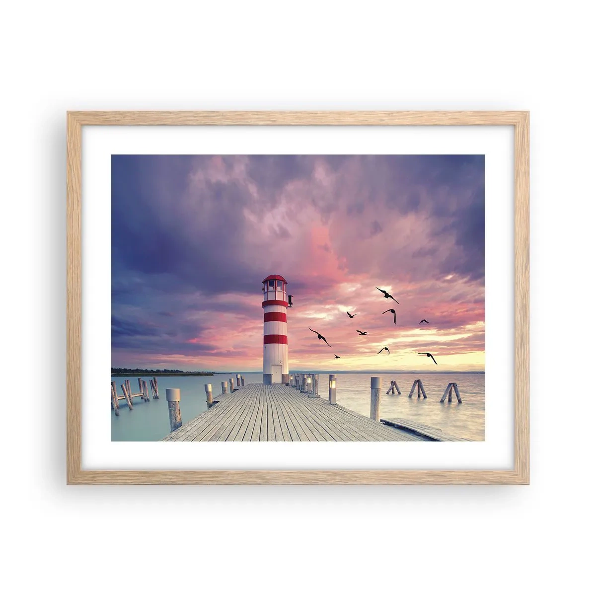 Poster in cornice rovere chiaro - Tempo di tornare in porto - 50x40 cm