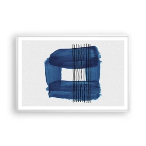 Poster in cornice bianca - Composizione blu e nera - 91x61 cm