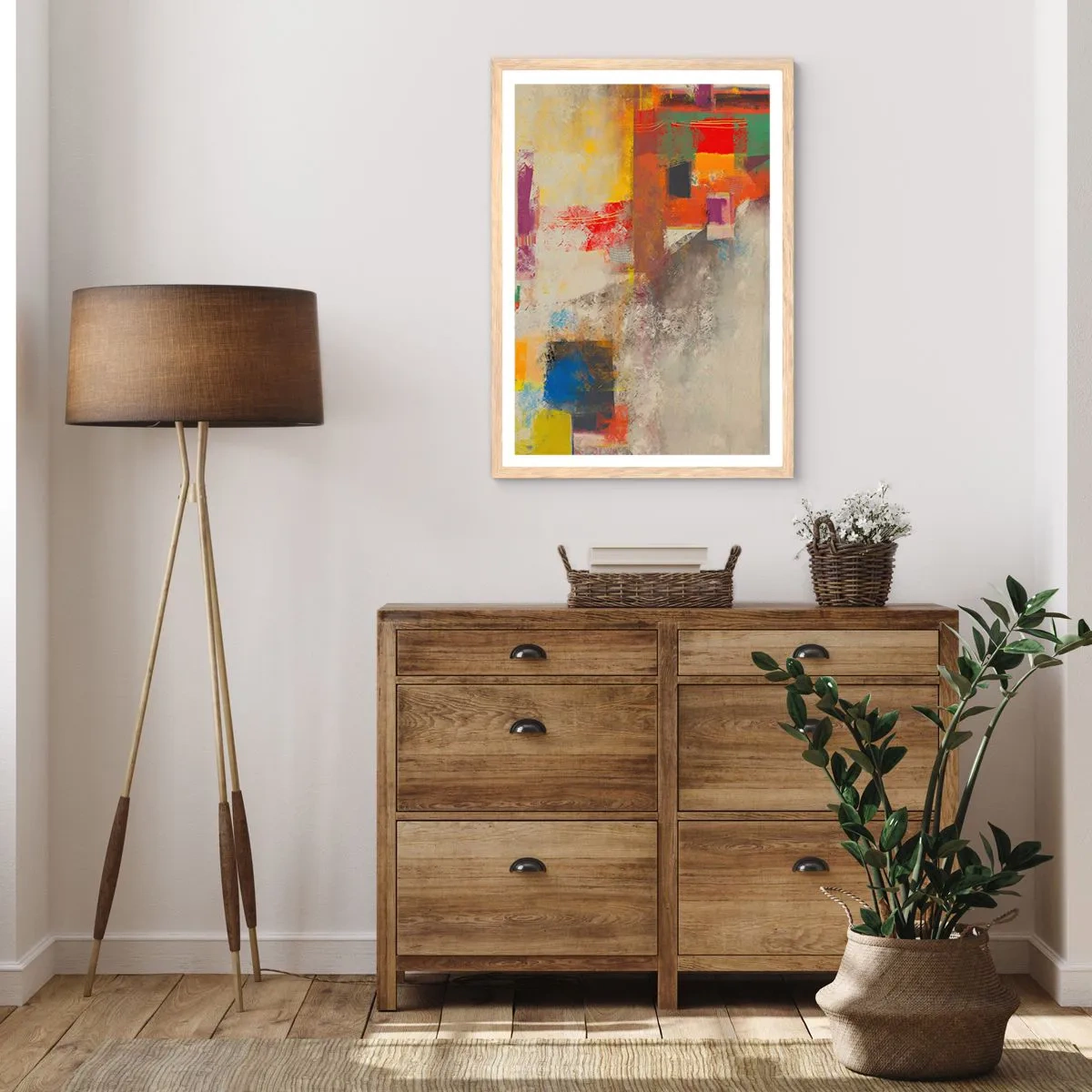 Poster in cornice rovere chiaro - Geometria dei colori - 61x91 cm
