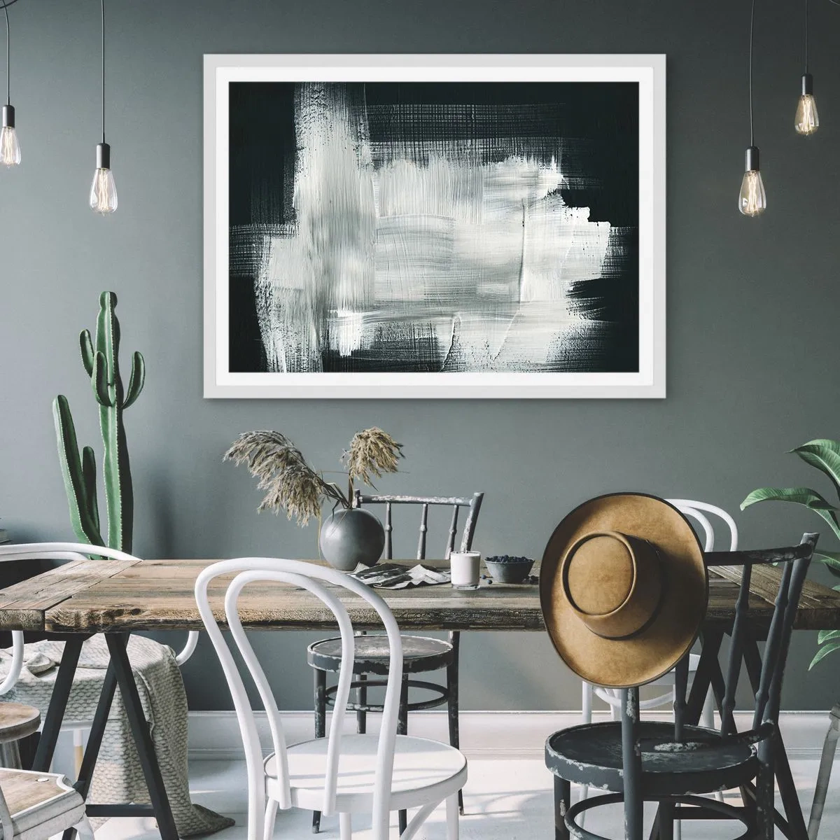 Poster in cornice bianca - Tessuto in verticale e in orizzontale - 100x70 cm