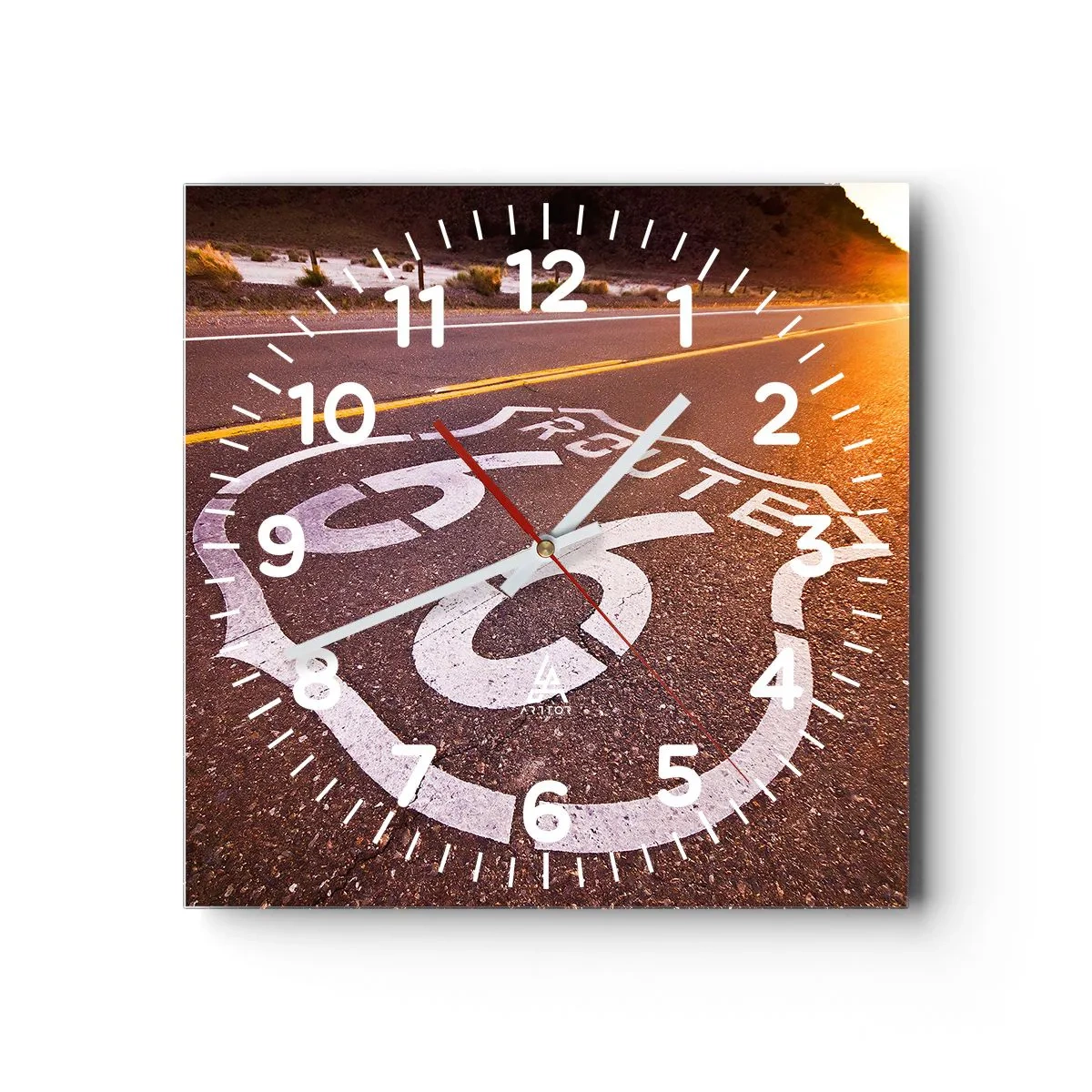 Orologio da parete - Orologio in Vetro - La mitica Route 66 - 40x40 cm