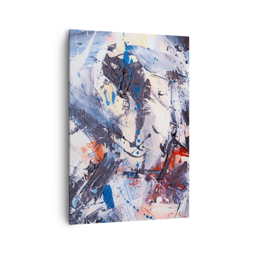 Quadro su tela - Stampe su Tela - Astrazione con pennellate dinamiche in blu e rosso. - 70x100cm - La danza folle dell'astrazione - Decorazione murale moderna per soggiorno e camera da letto ARTTOR