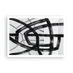 Poster - Linee astratte in bianco e nero che si intersecano su uno sfondo chiaro - 100x70cm - Costruendo la profondità - Decorazione murale moderna per soggiorno e camera da letto ARTTOR