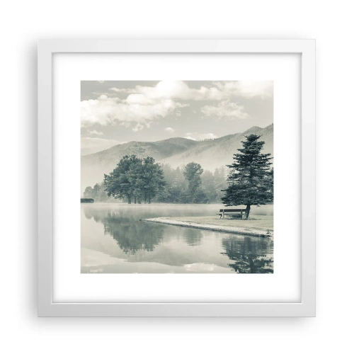 Poster in cornice bianca - Il lago dorme ancora - 30x30 cm