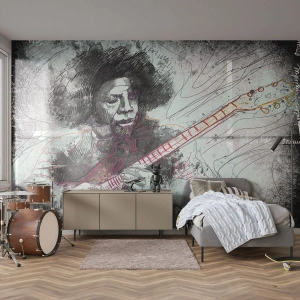 Fotomurali Premium Sand - Sulle onde della musica - Musica, Chitarrista, Strumento - 150x105 cm