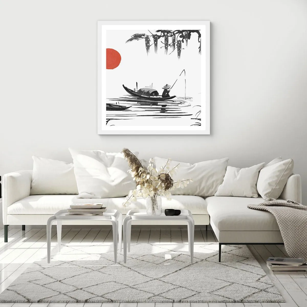 Poster in cornice bianca - Pomeriggio asiatico - 60x60 cm