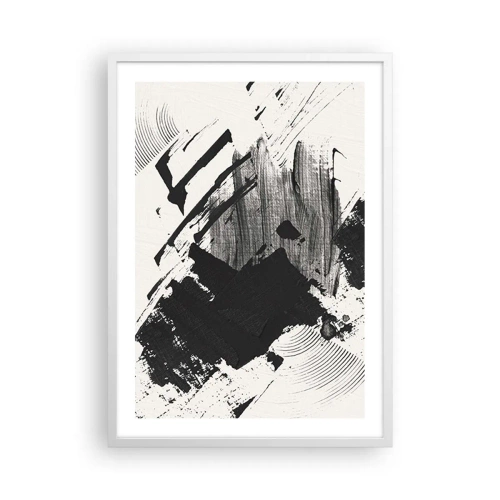 Poster in cornice bianca - Astrazione: espressione di nero - 50x70 cm