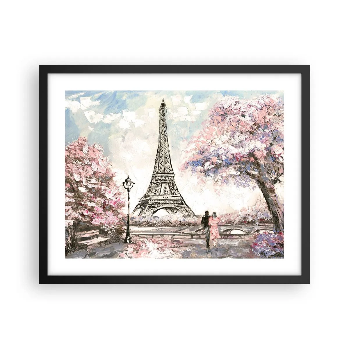 Poster in cornice nera - Passeggiata a Parigi in aprile - 50x40 cm