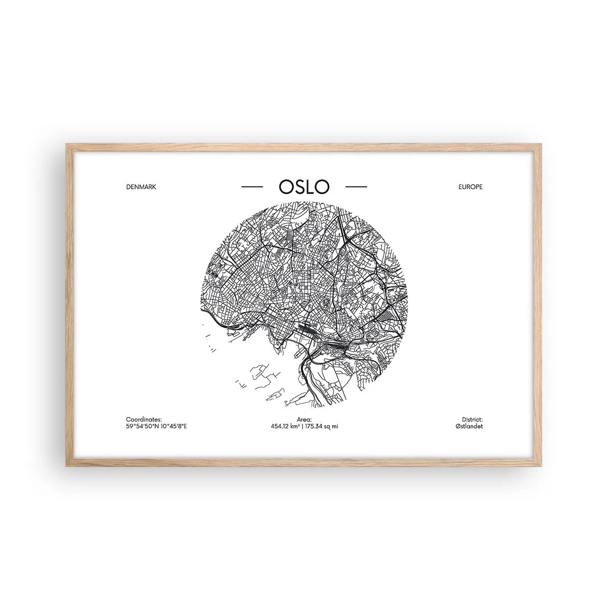 Poster in cornice rovere chiaro - Anatomia di Oslo - 91x61 cm