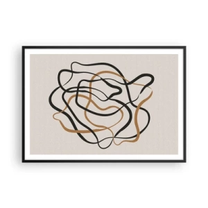 Poster in cornice nera - Linee aggrovigliate in nero e oro su uno sfondo chiaro - 100x70cm - Tutto è andato storto - Decorazione murale moderna per soggiorno e camera da letto ARTTOR