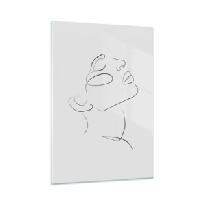 Quadro su vetro - Schizzo di contorno del viso di una donna rivolto verso l'alto - 50x70cm - I meandri dei sogni - Decorazione murale moderna per soggiorno e camera da letto ARTTOR