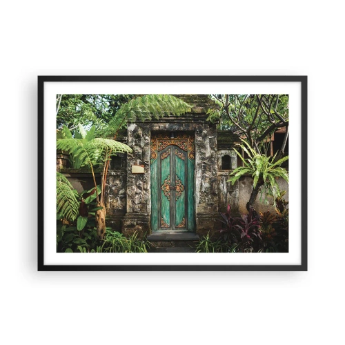 Poster in cornice nera - Porte decorative circondate da vegetazione tropicale - 70x50cm - Le porte verso un mondo esotico - Decorazione murale moderna per soggiorno e camera da letto ARTTOR