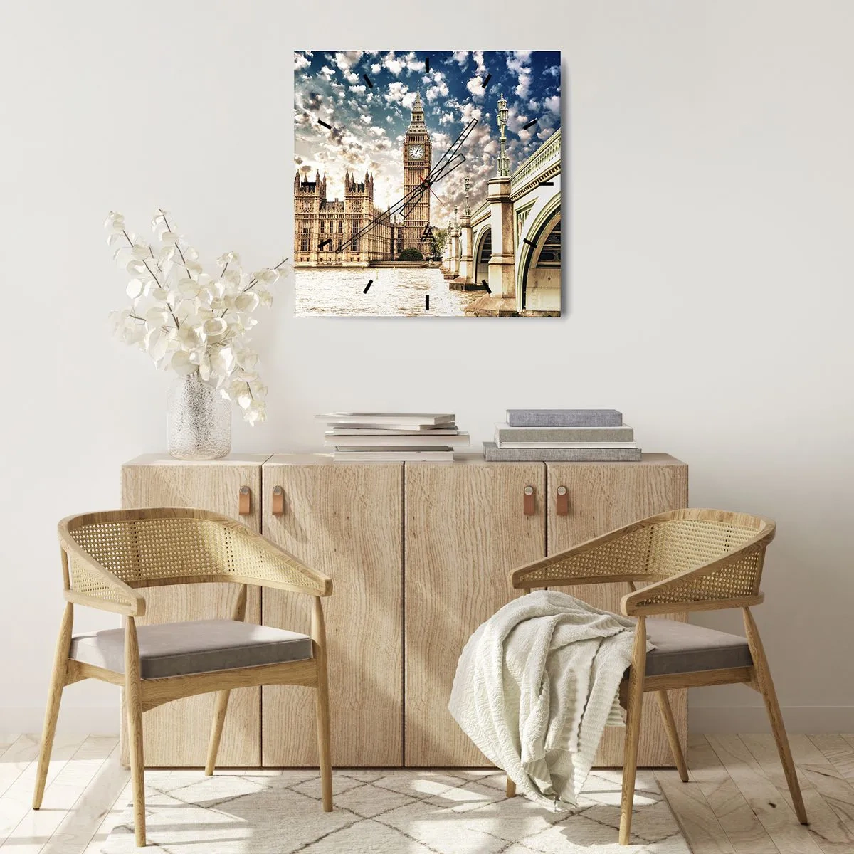 Orologio da parete - Orologio in Vetro - Cirri sul Tamigi - 40x40 cm