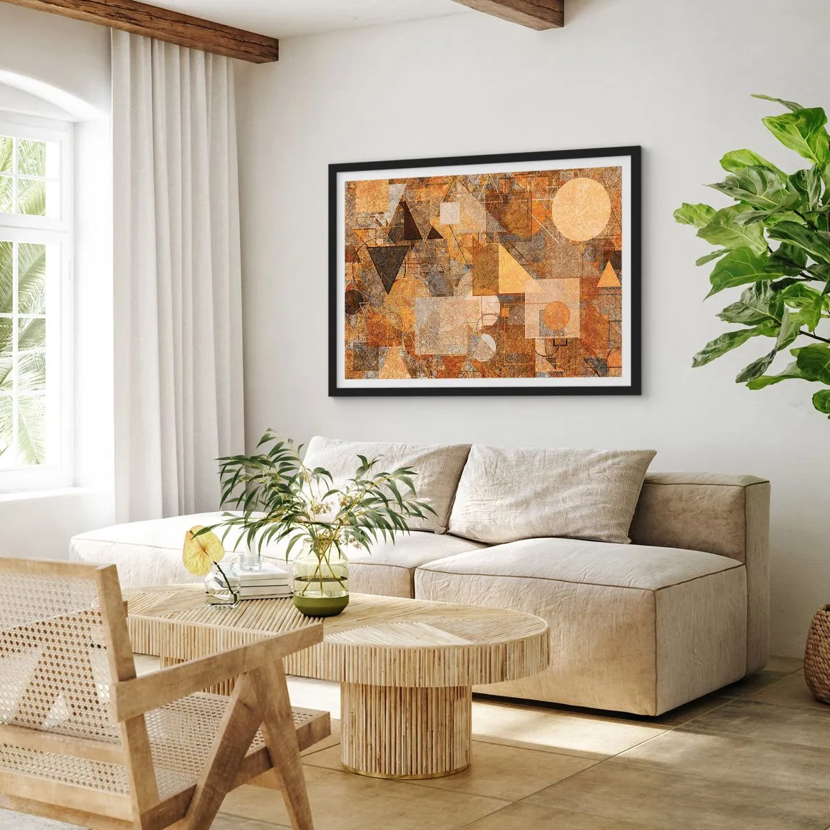 Poster in cornice nera - Studio cubista in marrone - 40x30 cm