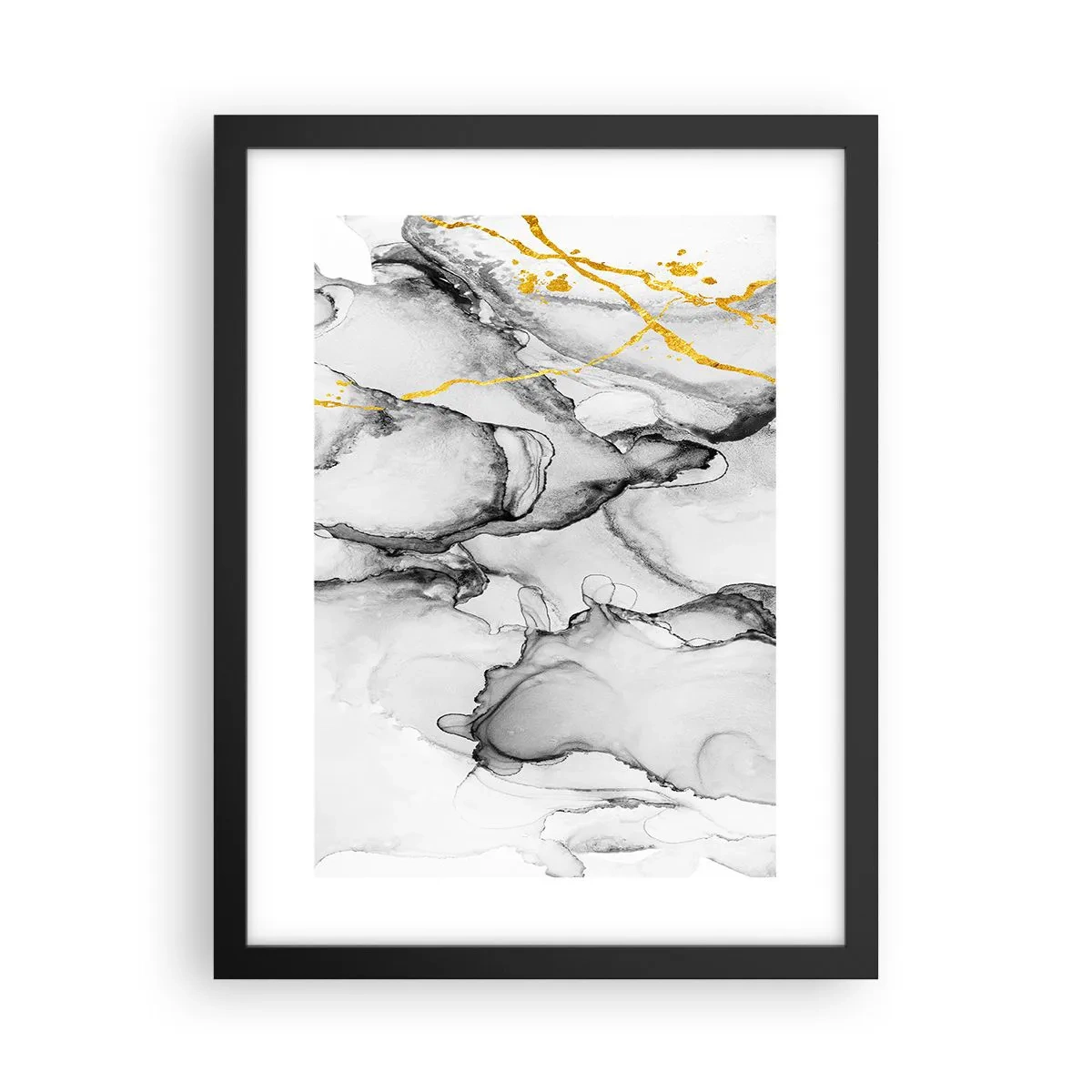Poster in cornice nera - Composizione con motivo d'oro - 30x40 cm