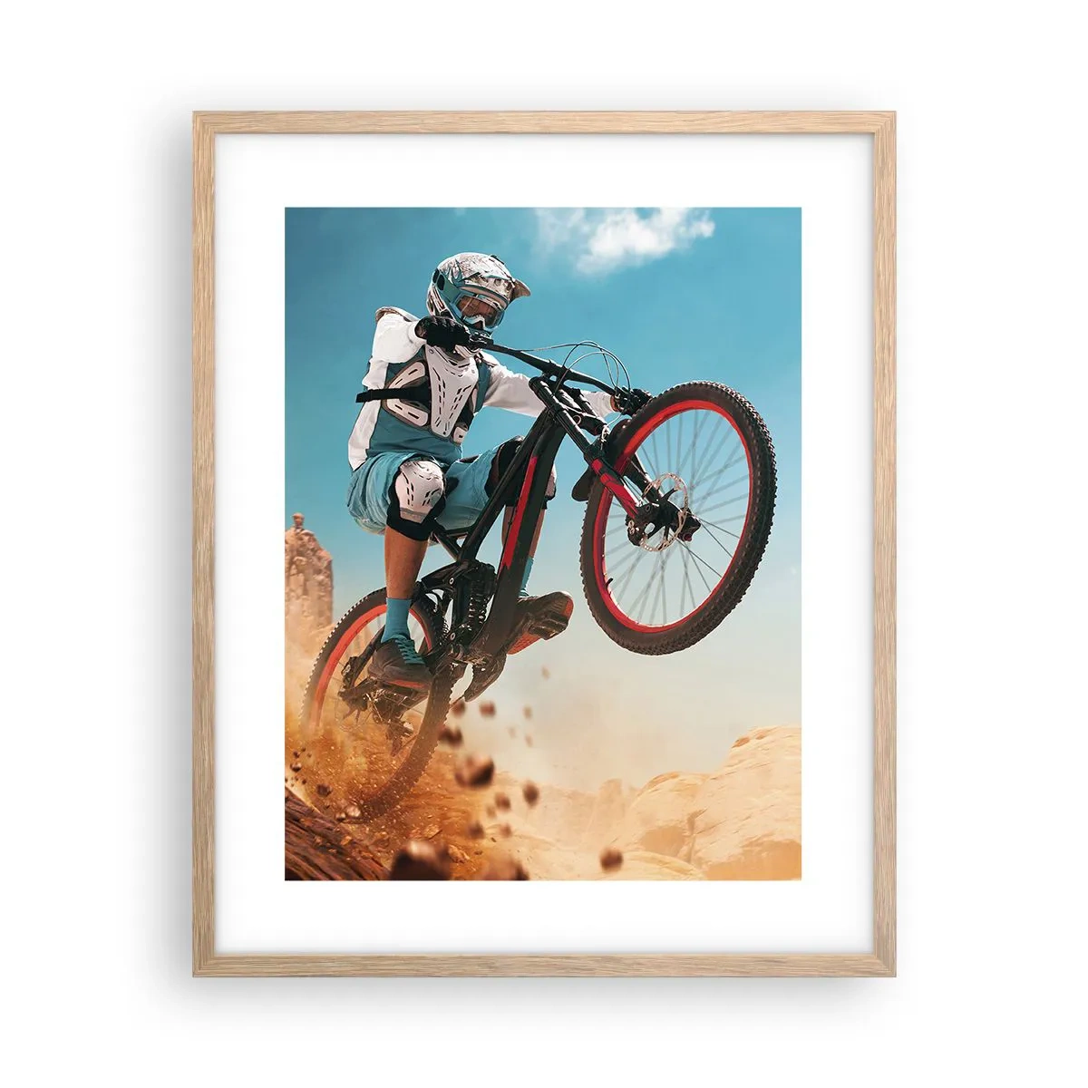 Poster in cornice rovere chiaro - Il demone della follia ciclistica - 40x50 cm