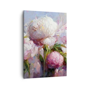 Quadro su tela - Stampe su Tela - Romantici fiori di peonia in colori pastello - 50x70cm - Un bouquet pieno di vita - Decorazione murale moderna per soggiorno e camera da letto ARTTOR