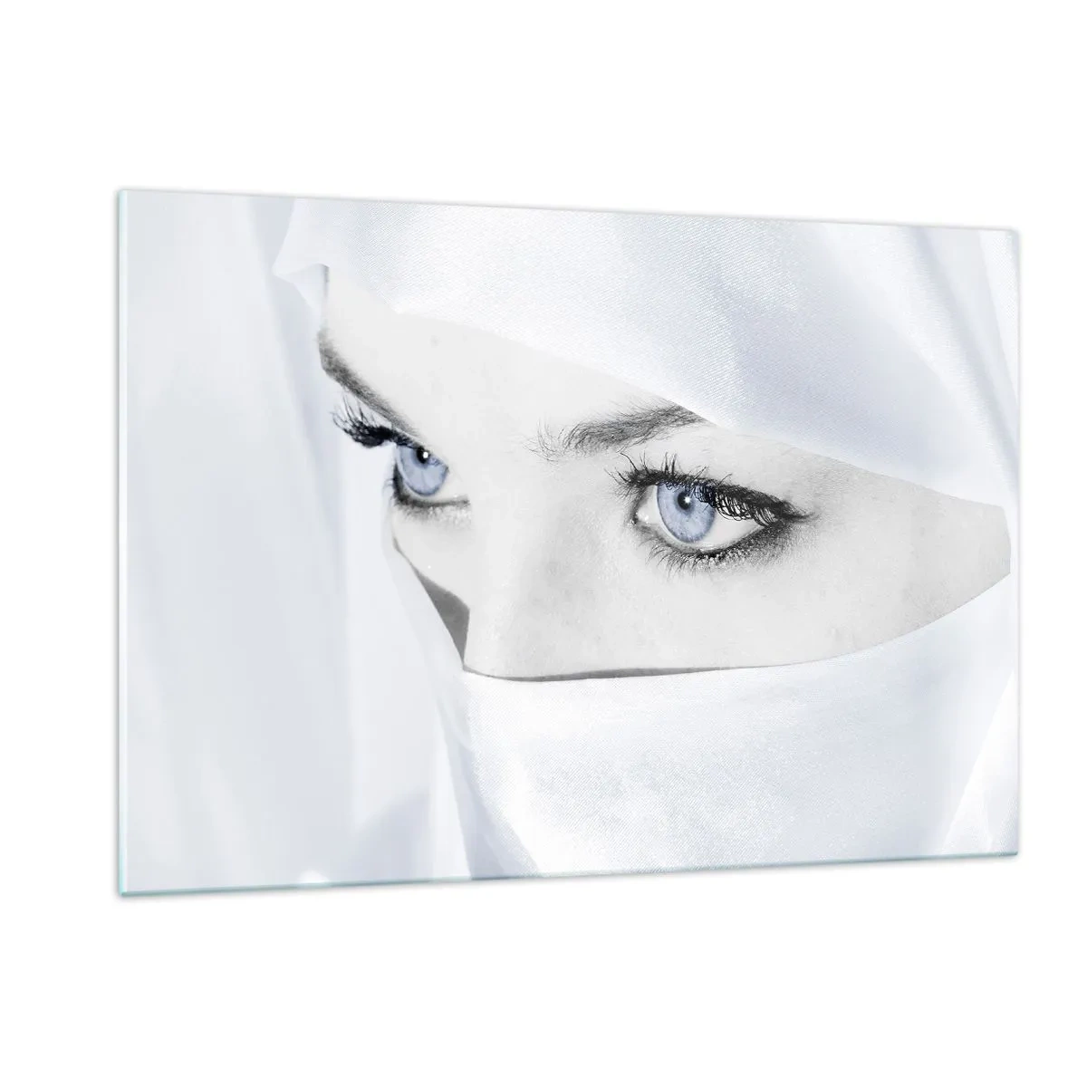 Quadro su vetro - Un ritratto delicato con espressivi occhi azzurri - 120x80cm - Direttamente dalle mille e una notte - Decorazione murale moderna per soggiorno e camera da letto ARTTOR