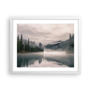 Poster in cornice bianca - Riflettendo nella nebbia - 50x40 cm