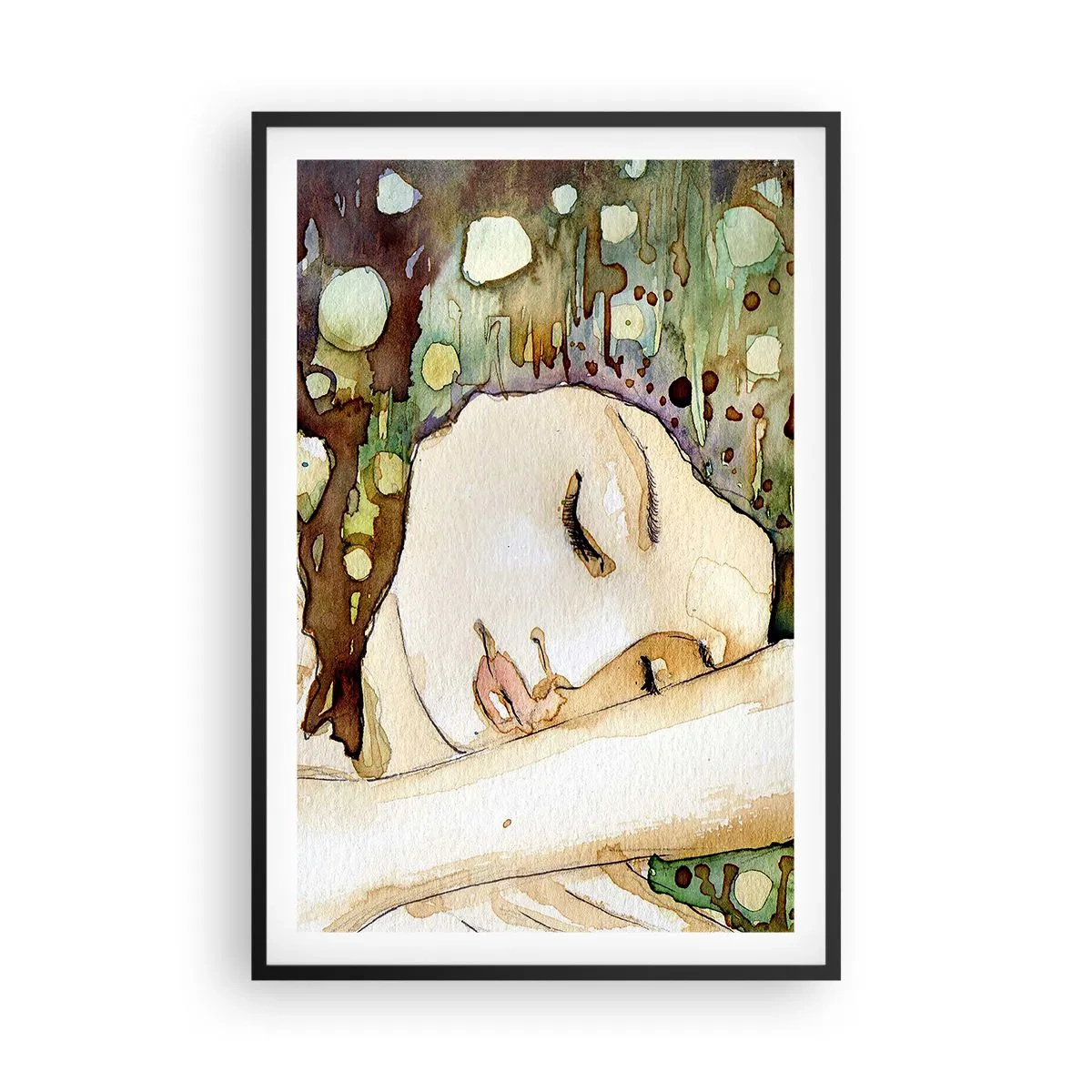 Poster in cornice nera - Sogno smeraldo e viola - 61x91 cm