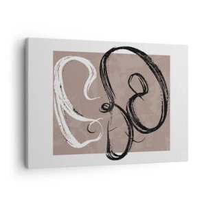 Quadro su tela - Stampe su Tela - Astrazione in bianco e nero su sfondo beige - 70x50cm - Composizione: alla ricerca della pienezza - Decorazione murale moderna per soggiorno e camera da letto ARTTOR
