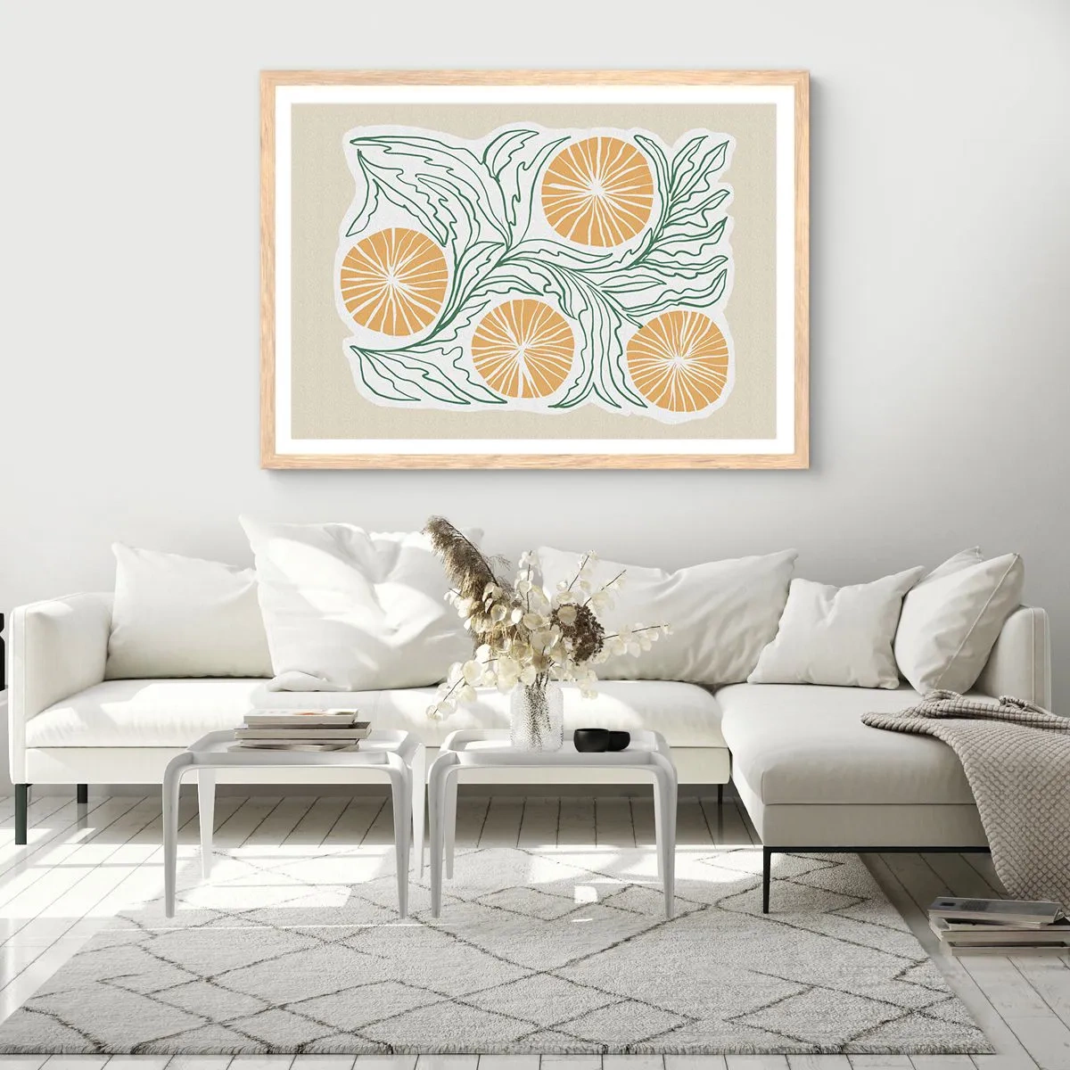 Poster in cornice rovere chiaro - Etnicamente con una nota di astrazione - 100x70 cm