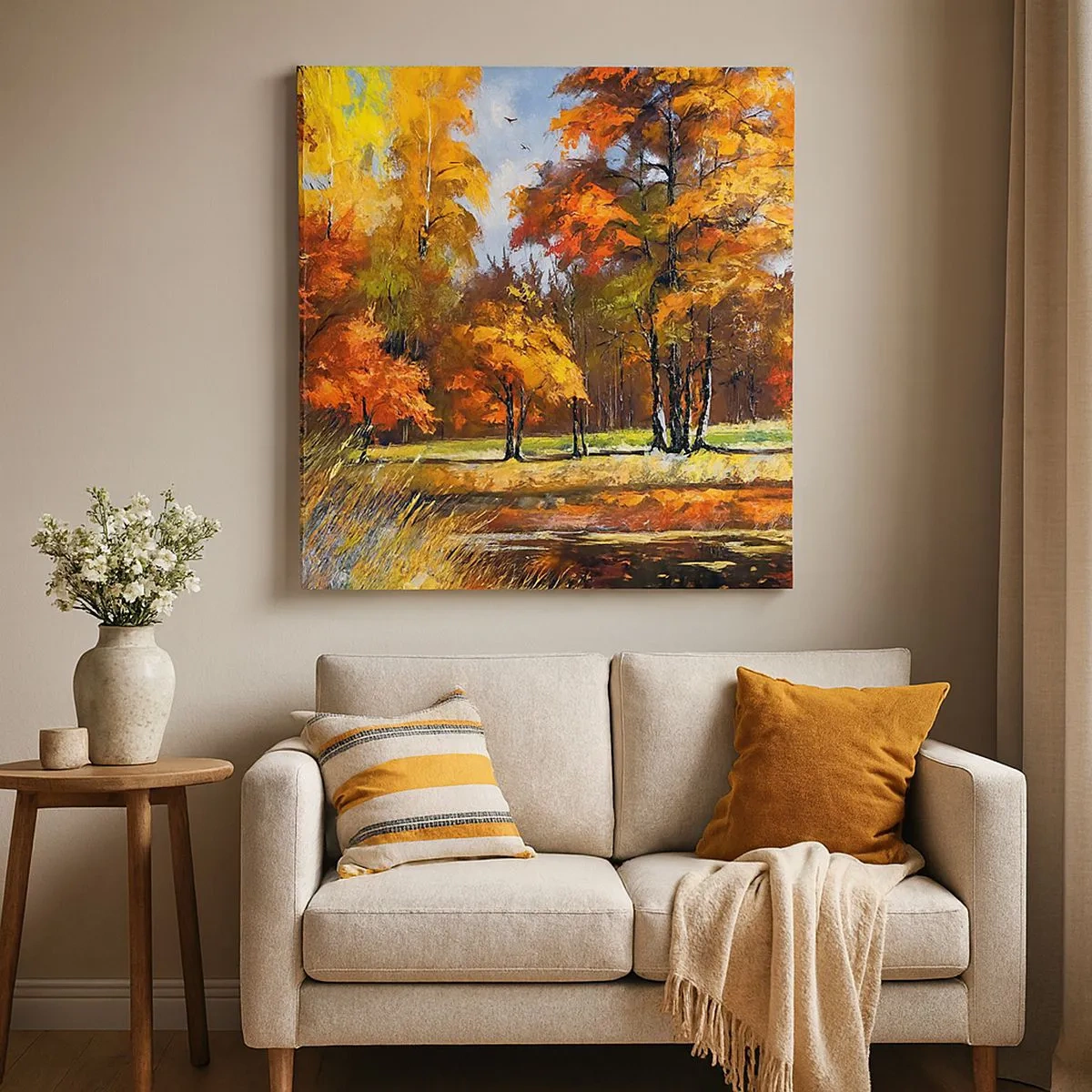 Quadro su tela - Stampe su Tela - Paesaggio in oro e marrone - 30x30 cm