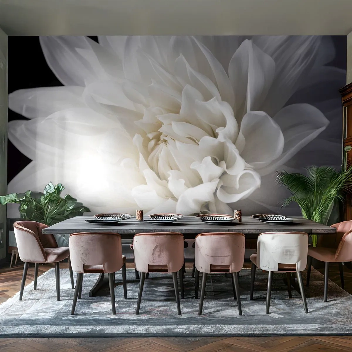 Fotomurali Premium Sand - Un primo piano di un delicato fiore bianco - 100x70cm - Il mattino della sposa - Decorazione murale moderna per soggiorno e camera da letto ARTTOR