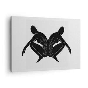 Quadro su tela - Stampe su Tela - Sagome nere in posizione simmetrica su sfondo bianco - 70x50cm - Anima comune - Decorazione murale moderna per soggiorno e camera da letto ARTTOR