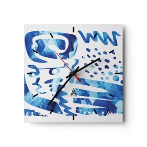 Orologio da parete - Orologio in Vetro - Motivo astratto nei toni del blu - 30x30cm - Ritorno alle radici - Decorazione murale moderna per soggiorno e camera da letto ARTTOR