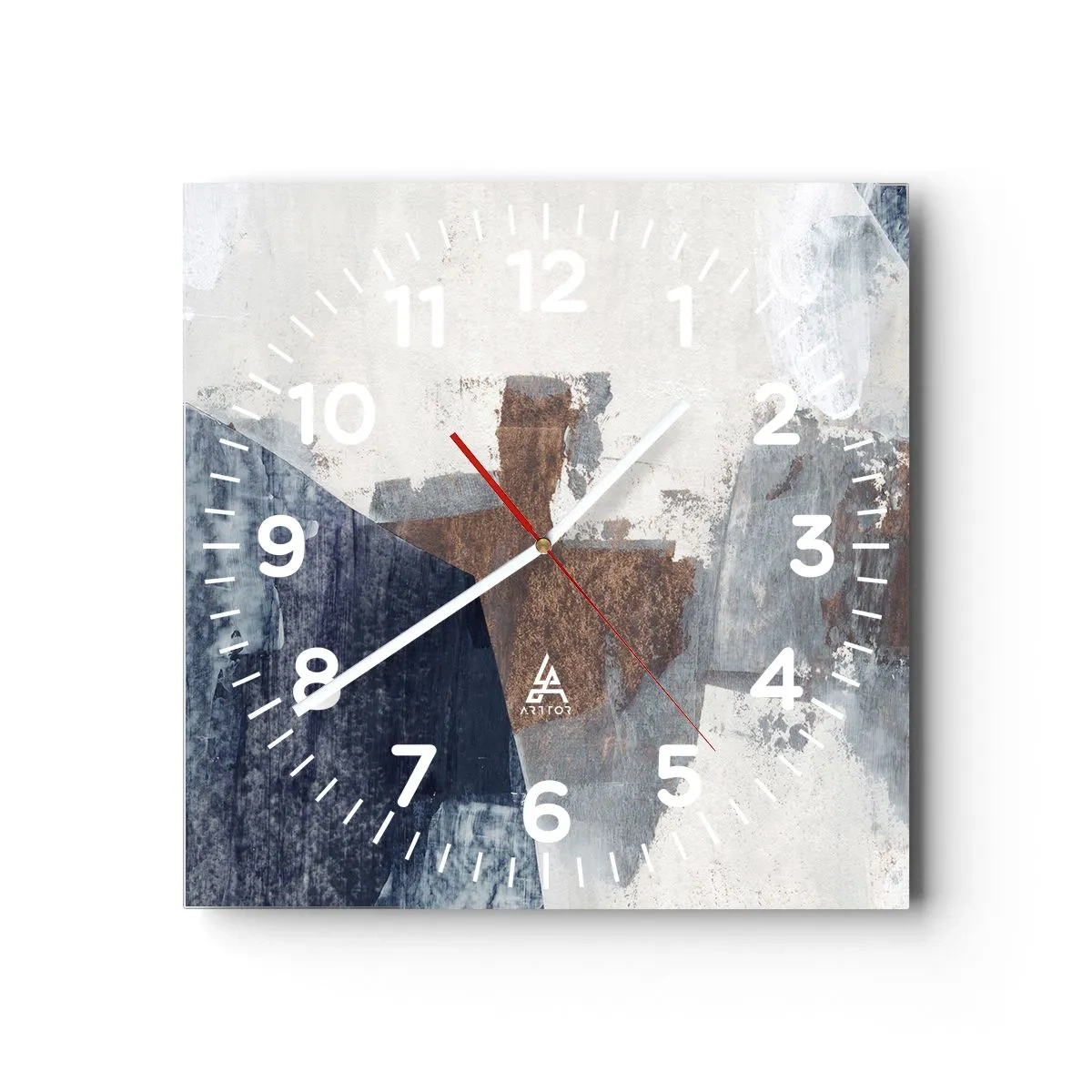 Orologio da parete - Orologio in Vetro - Forme blu e marroni - 40x40 cm