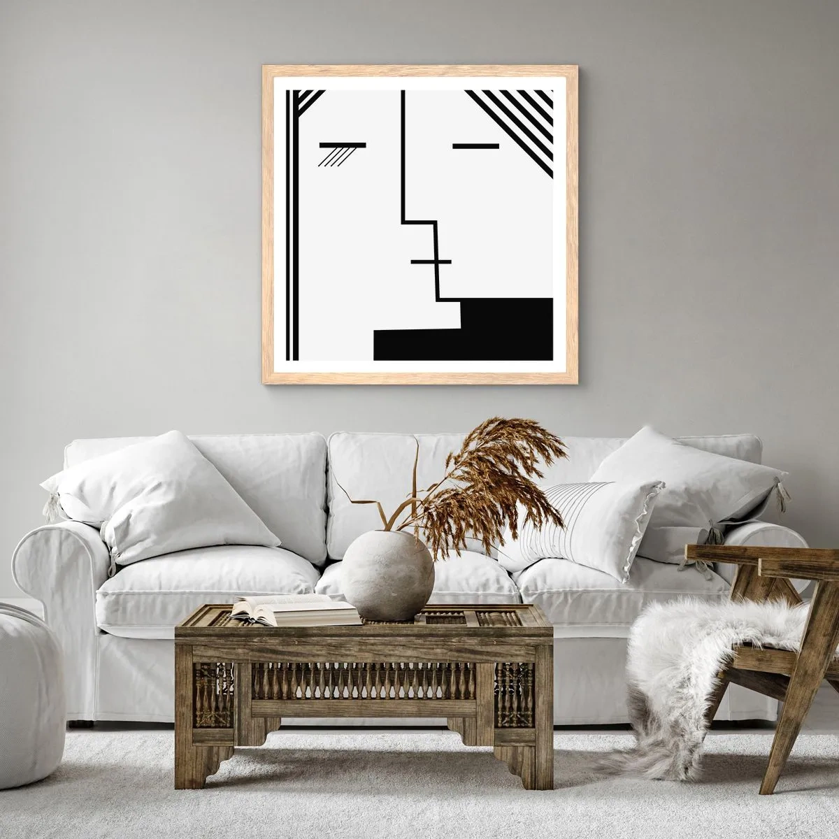 Poster in cornice rovere chiaro - Semplicemente un bacio - 60x60 cm
