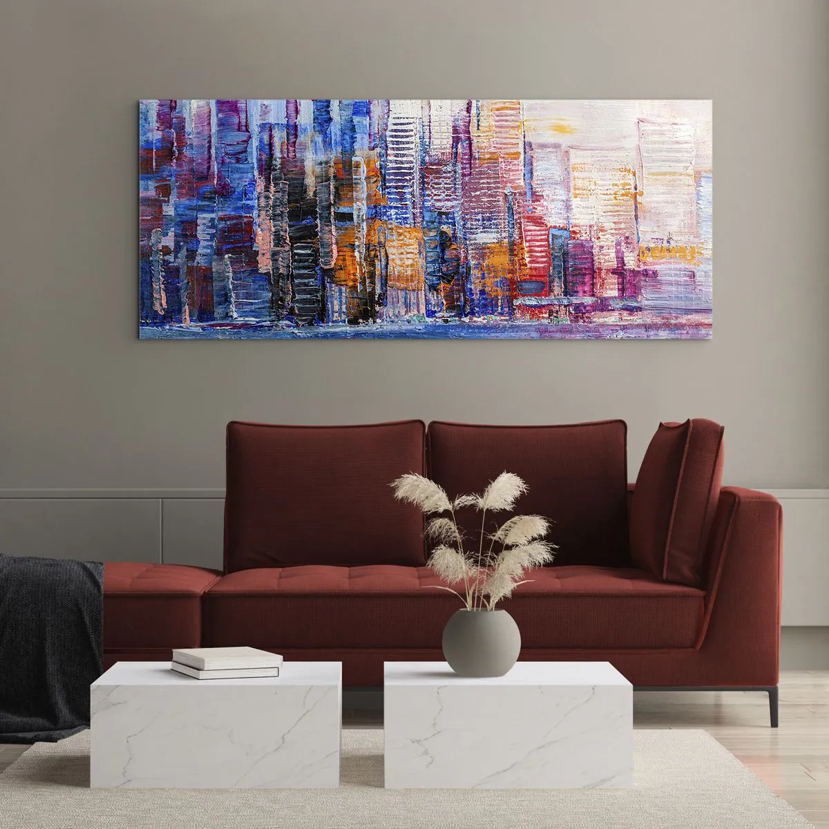 Quadro su vetro - Metropoli gioiosa - 100x40 cm