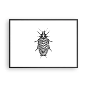 Poster in cornice nera - Grafica di un insetto bianco e nero su sfondo bianco - 100x70cm - Che esemplare! - Decorazione murale moderna per soggiorno e camera da letto ARTTOR