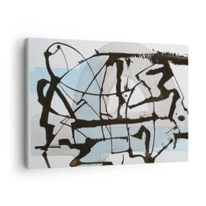 Quadro su tela - Stampe su Tela - Linee e forme astratte in blu e nero - 70x50cm - Blu nonostante tutto - Decorazione murale moderna per soggiorno e camera da letto ARTTOR