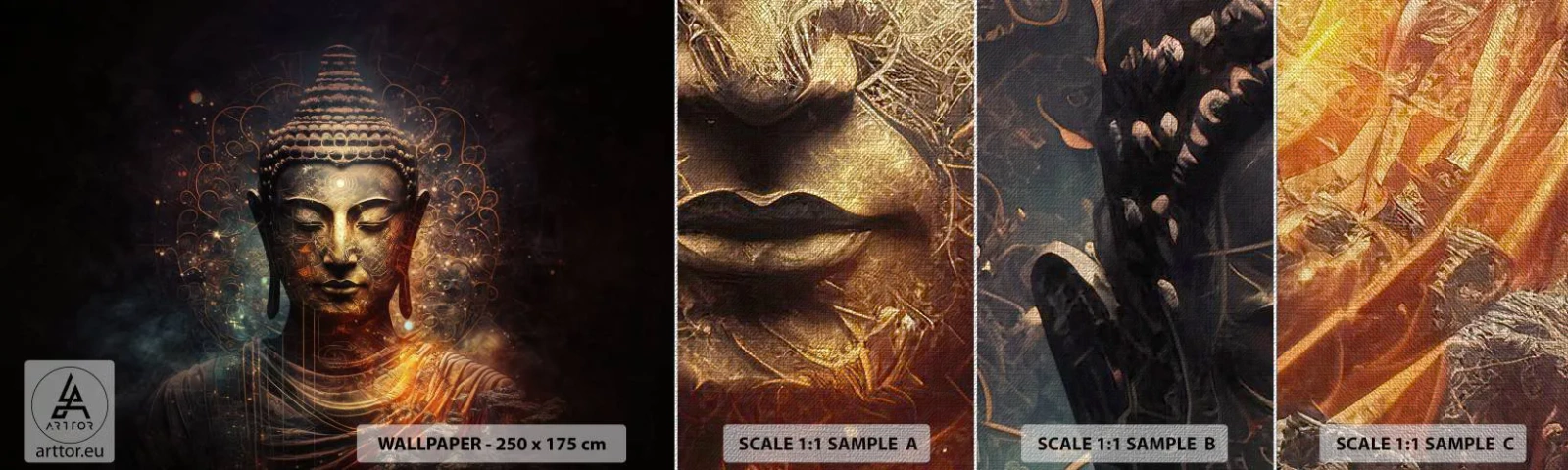 Campione di Fotomurale Premium Canvas - Equilibrio spirituale - Budda, Meditazione, Religione - 100x30 cm