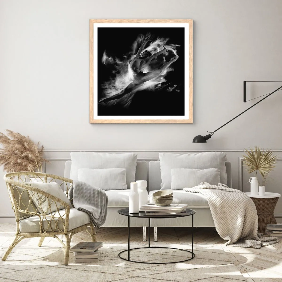 Poster in cornice rovere chiaro - Fermo in volo - 40x40 cm